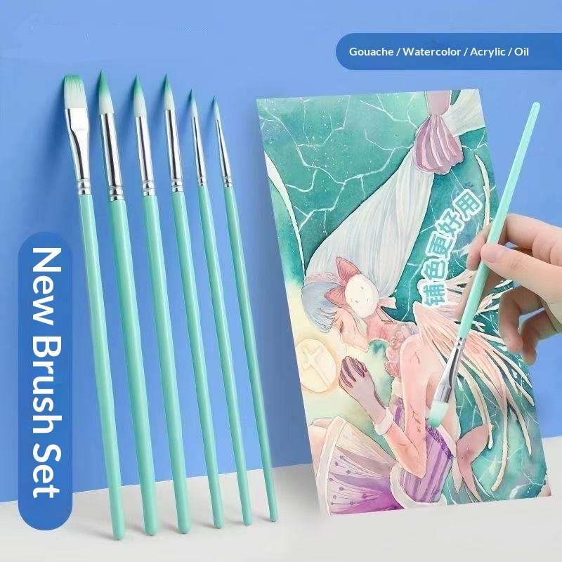 Gouache Paint Set - Набор из 6 нейлоновых кистей для